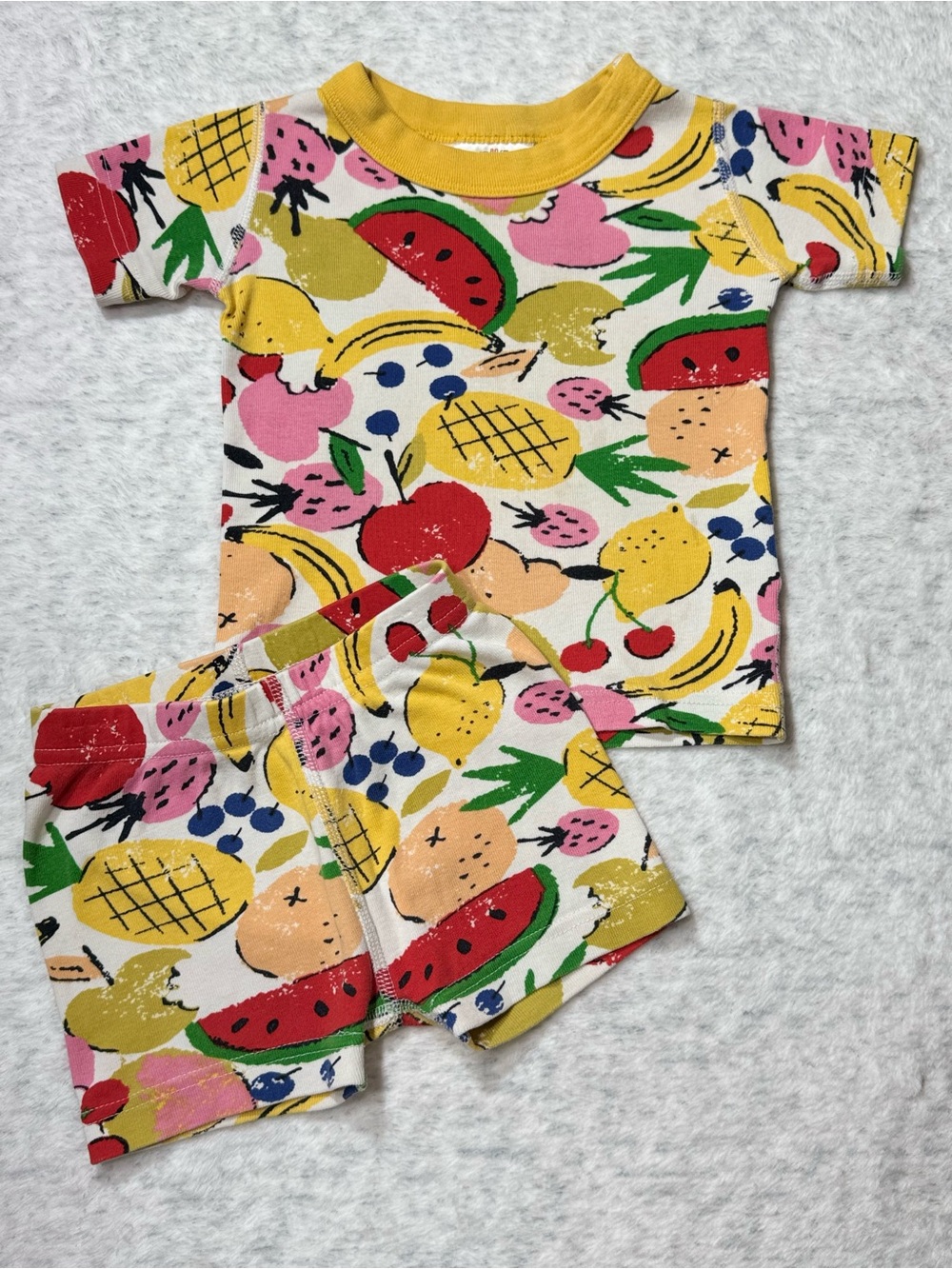 Hanna Andersson Fruit Party Short John Pajama Set 18-24M Baby Cotton Summer